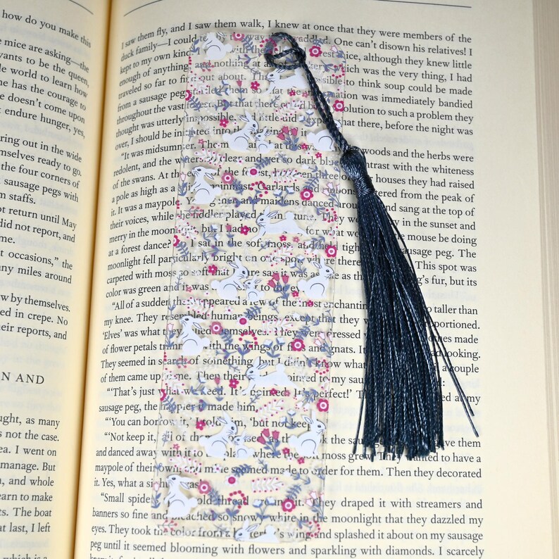 Cute Playful Bunny Rabbit Bookmark for Spring Party Favor or Bookish ...