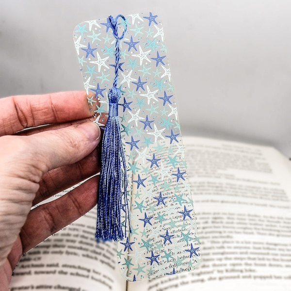 Cute bookmark with tassel Starfish design used for teacher gifts basket or unique bookmarks for book lover gift box and bulk party favor