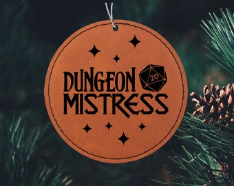 DND ornament  Personalized D&D Dungeon Mistress Christmas ornament is laser engraved to order for ornament exchange or dungeon master gift