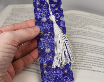 Unique Bookmark with Starry Night design is a bookmark with tassel and used for party favors or book lover gifts and reader gifts