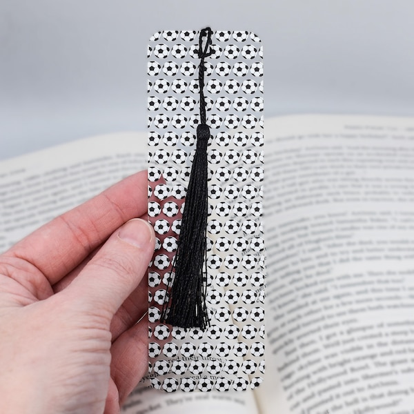 Cool bookmark with tassel Soccer design used for soccer coach gifts basket or cute bookmarks for book lover gift box and Soccer party favor