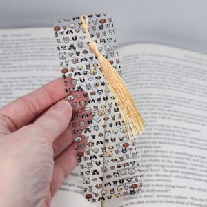 Cute Bookmark with Dog Faces is used for teacher gifts basket or unique bookmarks for a book lover gift box or bulk reading gifts