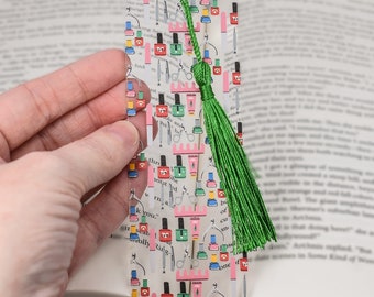 Cute bookmark with Nail polish design is used for Manicurist gifts basket or unique bookmarks for book lover gift box and nail party favor