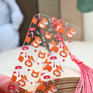 Cute Corgi Dog Bookmark for doggie lover party favor or bookish gifts for mom of corgis