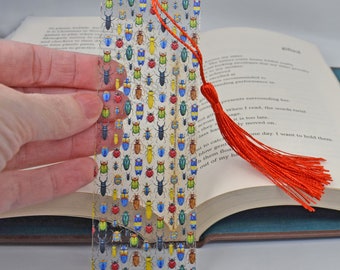 Cool Bookmark with Beetles is used for Science Entomology Gifts for Geeky Nerd Bug Gift