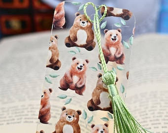 Cute Bear Bookmark with tassel for Bookish gifts or bookmarks with bears baby shower party favor or stocking stuffer