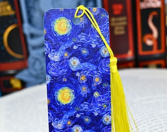Unique Bookmark with Starry Night design is a bookmark with tassel and used for party favors or book lover gifts and reader gifts