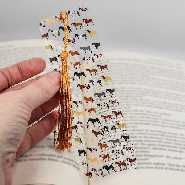 Cute bookmark with tassel Horses design used for horses gifts basket or unique bookmarks for book lover gift box and horses party favor