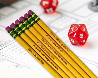 Funny DND Pencil Gloom Set for game room or tabletop gaming accessories for Dungeons and Dragons - dungeon master gift