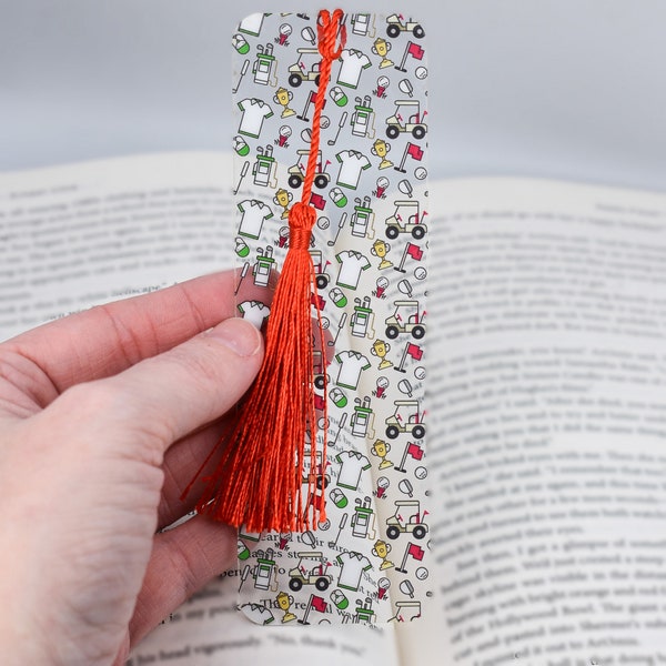 Cool bookmark with tassel Golf design used for golf gifts basket or unique bookmarks for book lover gift box and golf party favor