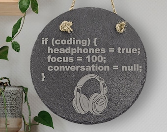 Computer lab decor Coding Headphones Programmer sign for developer gifts