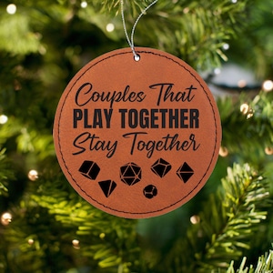 Personalized dnd Couples Play Together ornament for an anniversary or dnd gift for couples