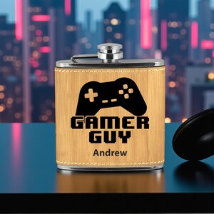 Video Game Gifts Personalized Flask Gamer Guy Flask for Gaming or Nerdy Gift for Him
