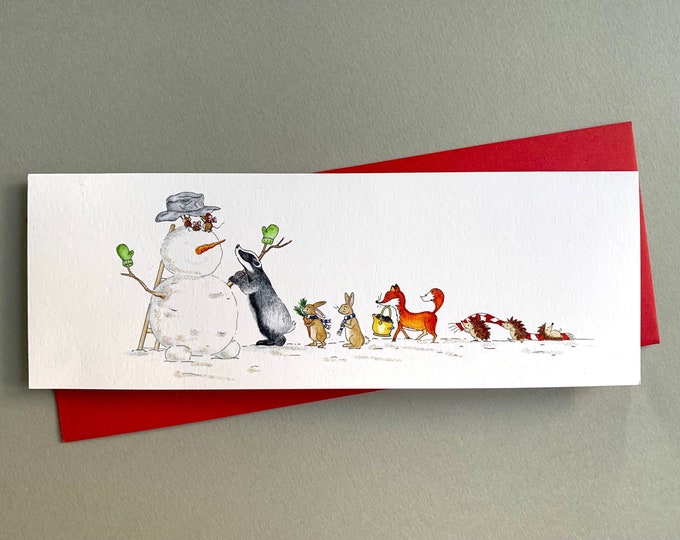 NEW 5 Animal Charity Christmas Cards Woodland Animals Build Snowman
