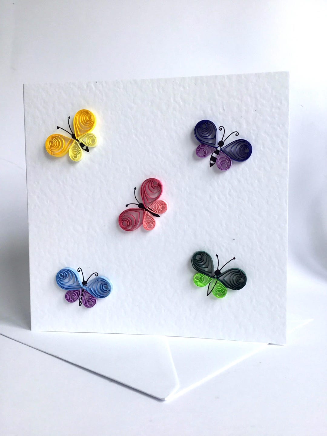 Handmade Quilled Butterfly Card - Colourful 3D Butterflies - Unique ...