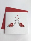 Funny Handmade Quilled Valentines Card - Hand Painted Lovestruck Snails with 3D Paper Heart Shells - Cute Valentine for Him Her Husband Wife