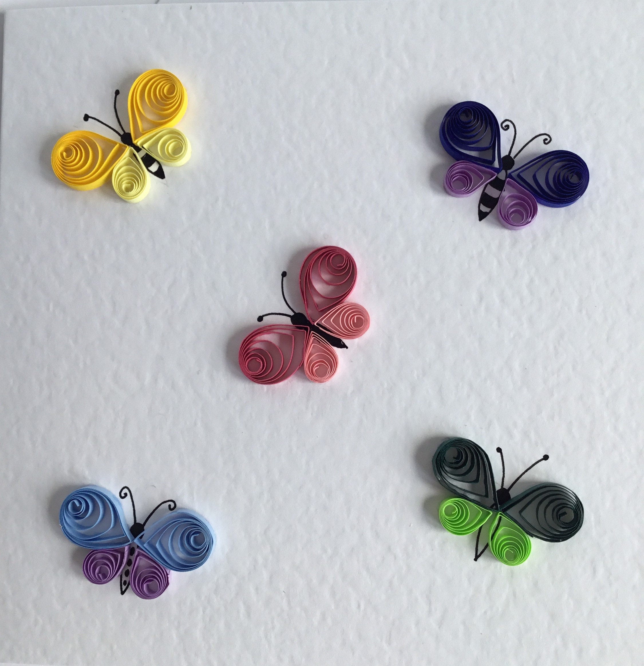 Handmade Quilled Butterfly Card Multicoloured 3D Paper Etsy UK