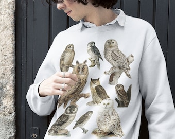 Vintage Owls sweatshirt • Autumn Aesthetic Witchy Sweater • Whimsigoth Fairycore Fairygrunge fashion • Grunge 80s 70s forest Owl Sweatshirt