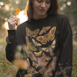 Vintage moths Sweatshirt Goblincore Fairygrunge Fairycore Sweater Aesthetic Witchy Whimsigoth clothing Butterfly Sweatshirt image 1