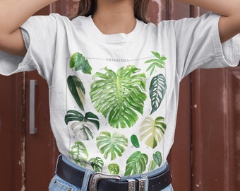 Monstera Sorten Chart T-Shirt • Monstera Deliciosa Albo Tshirt • Pflanzenliebhaber Geschenk • Minimalistisches Pflanzen Shirt • Ästhetisches Vintage Stil Top