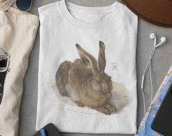 Hare Rabbit Botanical art tshirt • Albrecht Dürer Art • Dark Academia aesthetic shirt • Vintage t-shirt • Goblincore Cottagecore clothing