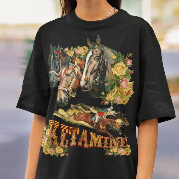 Ketamine T-shirt • Funny rave party shirt • Victorian horses Special K tee • Unisex Kitsch Indie Vintage Grunge 90s 2000s Hiphop Aesthetic •