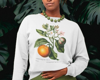 Vintage Orange sweatshirt • Citrus Blossom Botanical sweater • Botanical Illustration • Vintage Aesthetic Fruit • Unisex • Cottagecore