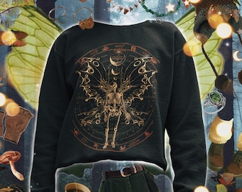 Skelettfe-tröja • Grungekläder • Fairygrunge Fairycore-tröja • Dark Academia • Vintage goblincore-estetik • Whimsigoth •