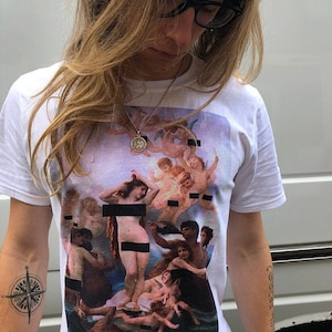 Camiseta Bouguereau censurada • Arte acadêmica • Estética vintage • Streetwear grunge suave • Camiseta de arte clássica • Unissex • Camiseta Angels