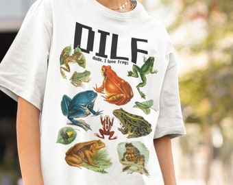 Dude I Love Frogs shirt • DILF Unisex tshirt • Funny frog t-shirt • Hiphop street fashion • Goblincore top • Frog lover owner parent gift
