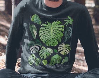 Monstera Varieties Sweatshirt • Minimalist Unisex Sweater • Plant lover gift • Botanical art sweatshirt • Plant parent gift •