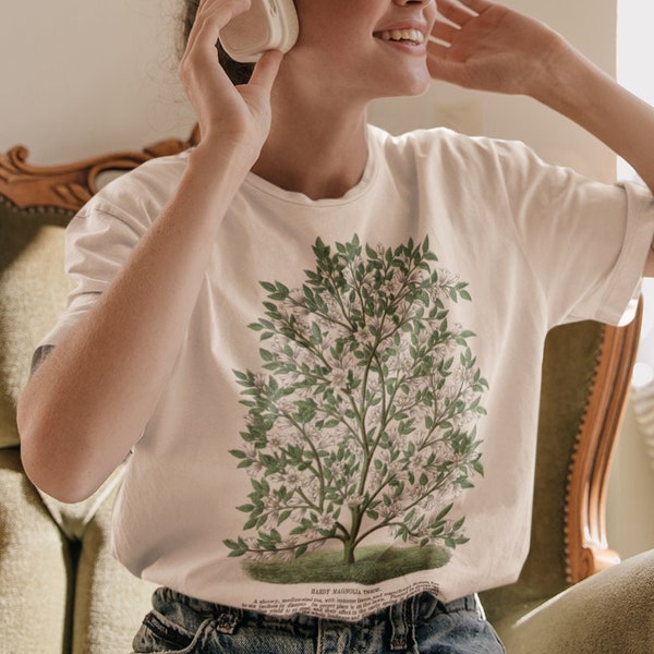 Magnolia tree T-shirt • Aesthetic Vintage Style tree tshirt • Cottagecore Fairycore Light Academia shirt • Forest Tree Nature lover Gift •