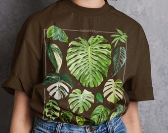 Monstera varieties chart T-shirt • Monstera Deliciosa tshirt • Plant Lover top • Minimalist Plants shirt • House Plant mum dad parent gift •
