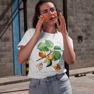 Botanical Peaches Shirt • Peach Art Tshirt • Aesthetic Vintage Illustration • Nature Biology Plant Lover Gift • SoftCore CottageCore fashion