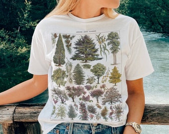 Blooming Trees Botanical tshirt • Aesthetic illustration t-shirt • Cottagecore Fashion • Tree Nature Plants lover gift • Vintage Art Shirt