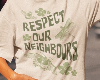 Respect our neighbours tshirt • Butterflies and bugs top • Bees Wild life Cshirt • Goblincore Cottagecore Aesthetic • Vintage 60s 70s vibe