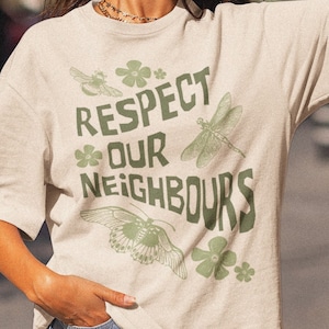 Respect our neighbours tshirt • Butterflies and bugs top • Bees Wild life Cshirt • Goblincore Cottagecore Aesthetic • Vintage 60s 70s vibe