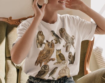 Vintage Owls shirt • Grunge retro style tshirt • 90s aesthetic t-shirt • Goblincore Fairycore Fairygrunge top • Owl spiritual top •