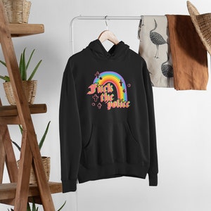 Fick die Polizei Hoodie • Anarchy Pride Gay LGBTQ Pullover • ACAB Punk Hoodie • Bösewicht Regenbogen Anarchist • Politische Aktivist Mode • Bild 2