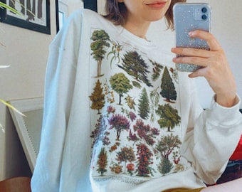 Blühende Bäume Botanisches Sweatshirt • Ästhetische Natur Kunst Pullover • Goblincore Cottagecore Mode • Baum Wald Pflanzen Liebhaber Geschenk •