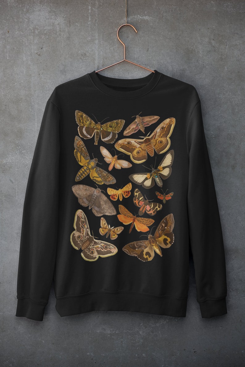 Vintage moths Sweatshirt Goblincore Fairygrunge Fairycore Sweater Aesthetic Witchy Whimsigoth clothing Butterfly Sweatshirt image 2