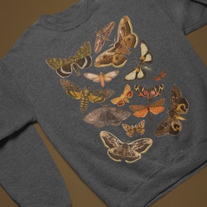 Vintage moths Sweatshirt Goblincore Fairygrunge Fairycore Sweater Aesthetic Witchy Whimsigoth clothing Butterfly Sweatshirt image 4