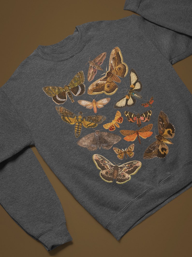 Vintage moths Sweatshirt Goblincore Fairygrunge Fairycore Sweater Aesthetic Witchy Whimsigoth clothing Butterfly Sweatshirt image 4