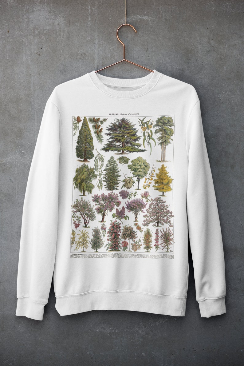 Sudadera botánica con árboles florecientes • Suéter con arte estético de la naturaleza • Moda Goblincore Cottagecore • Regalo para amantes de las plantas del bosque y los árboles • imagen 4