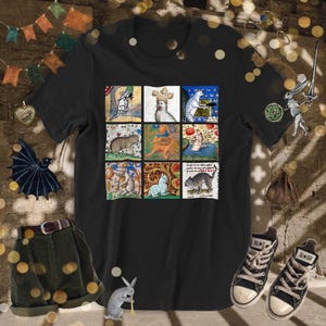 Weird medieval cats t-shirt • Ugly medieval cat collage shirt • Vintage aesthetic goblincore Cottagecore witchy top • Cat parent owner gift