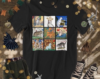 Weird medieval cats t-shirt • Ugly medieval cat collage shirt • Vintage aesthetic goblincore Cottagecore witchy top • Cat parent owner gift