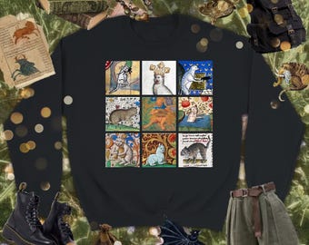 Ugly Medieval Cats Sweatshirt • Funny Weird Medieval cat top • Alternative Grunge Goblincore Fairycore Fantasy Sweatshirt • Cat parent gift
