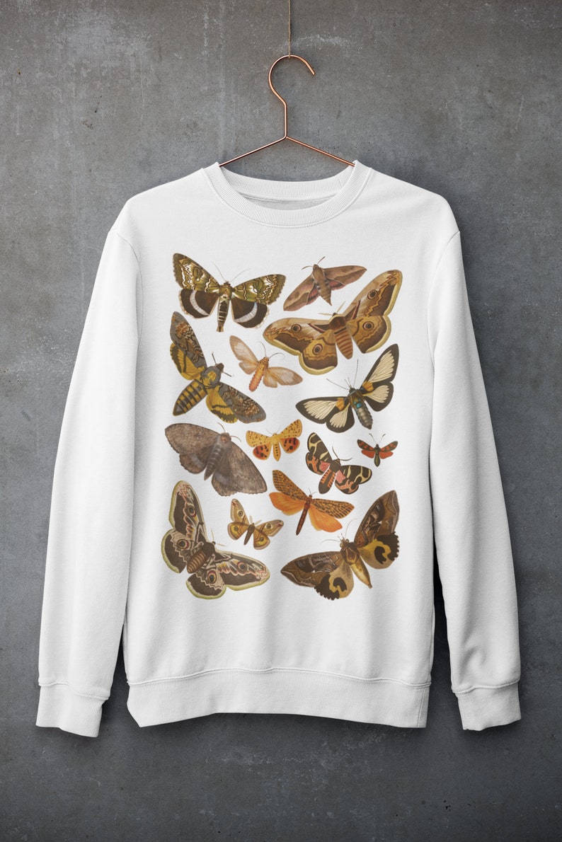 Vintage moths Sweatshirt Goblincore Fairygrunge Fairycore Sweater Aesthetic Witchy Whimsigoth clothing Butterfly Sweatshirt image 3