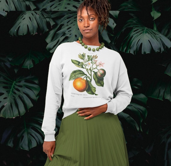 Vintage Orange sweatshirt • Citrus Blossom Botanical sweater • Botanical Illustration • Vintage Aesthetic Fruit • Unisex • Cottagecore