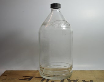 Vintage Medical Glass IV Drip Bottle Abbott Laboratories, Apothecary Collectible 1958